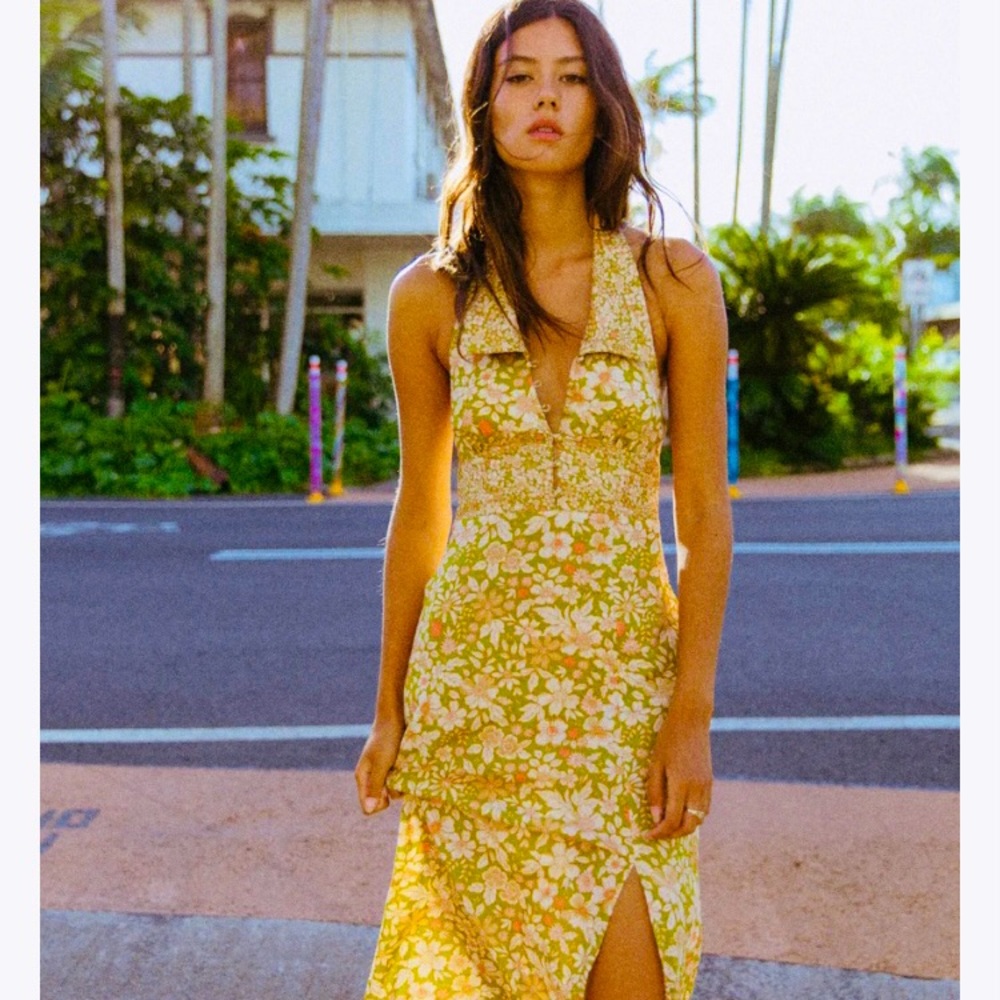 Golden Brown Money Penny Dress in Bloom NWT Size M